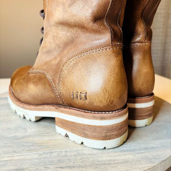 BED | STU Posh Olive Driftwood Lace Up Leather Boots Women's Combat Style 9.5 - Picture 7 of 15